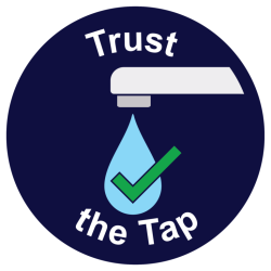 water drop from tap and check mark 
