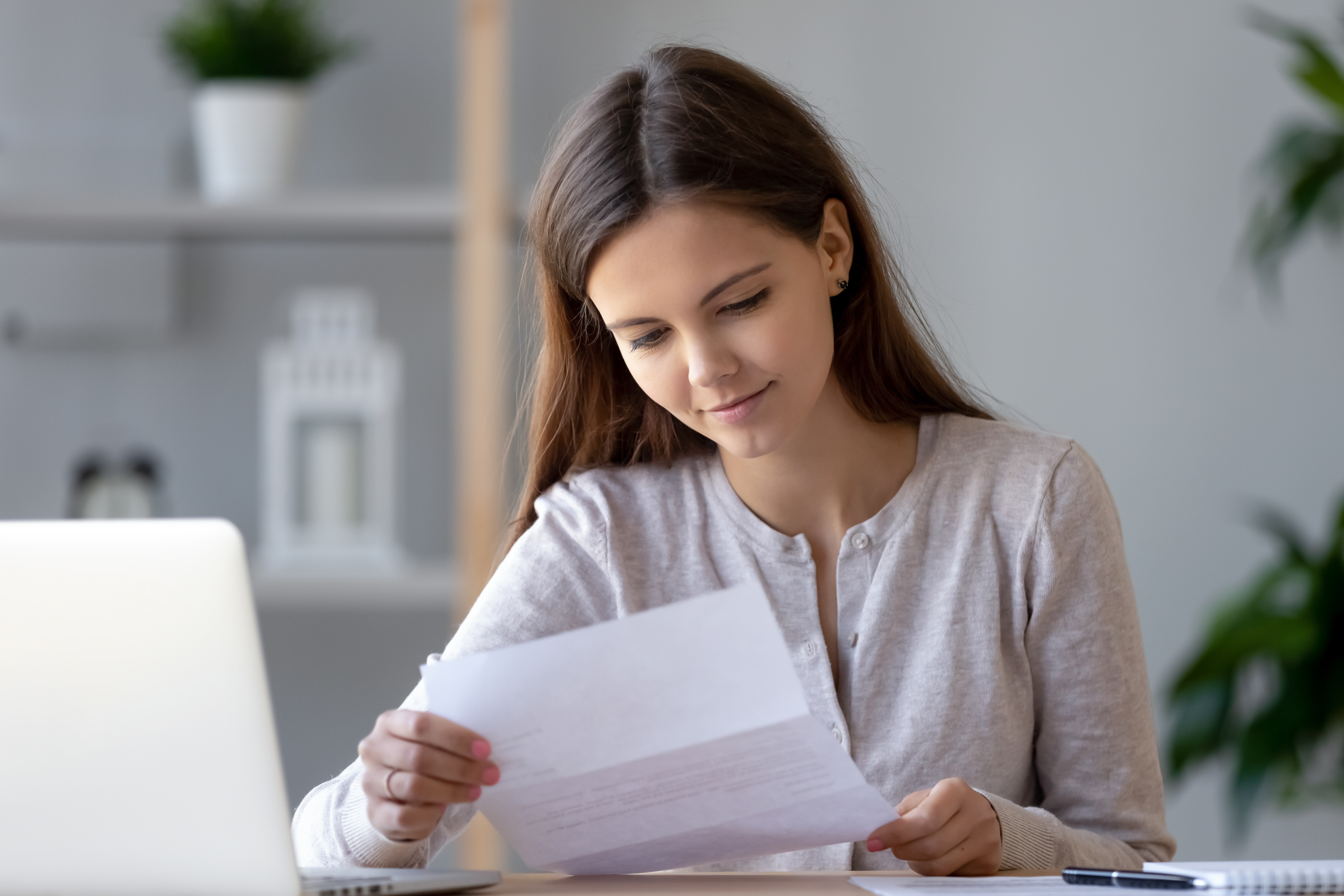 Customer reading letter
