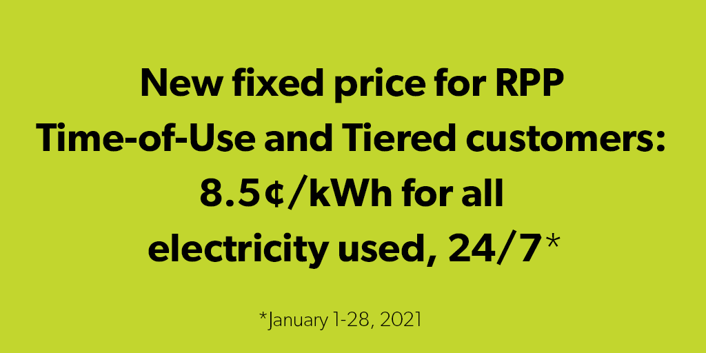 Fixed Pricing 8.5 cents until January 28, 2021