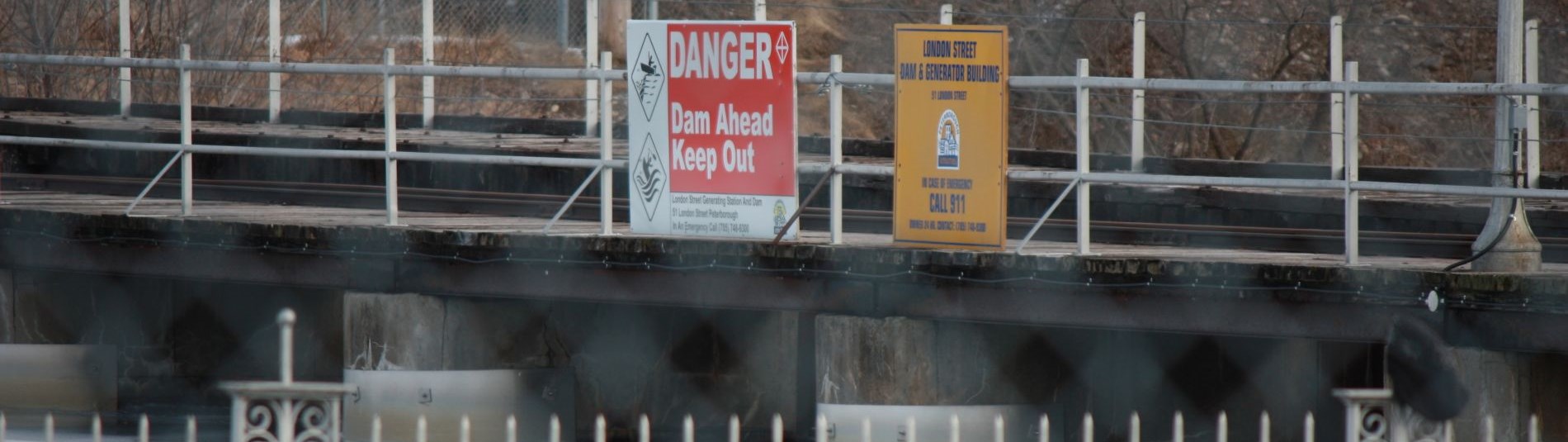 Danger sign at dam