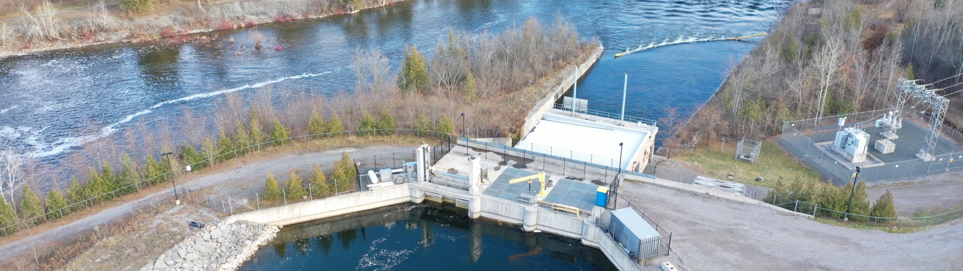 Intake channel to Robert G. Lake Generation Station and Lock 23 Dam on the Otonabee River