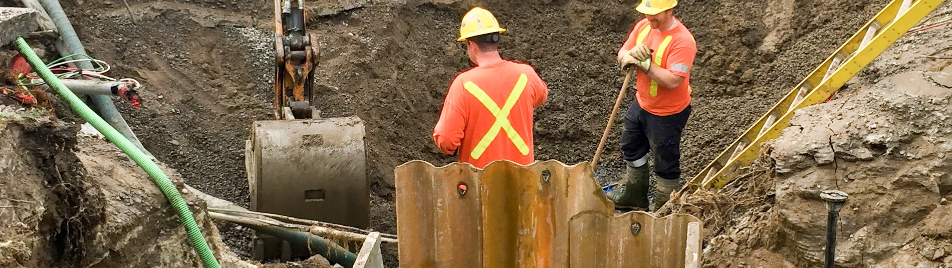 water main break men working