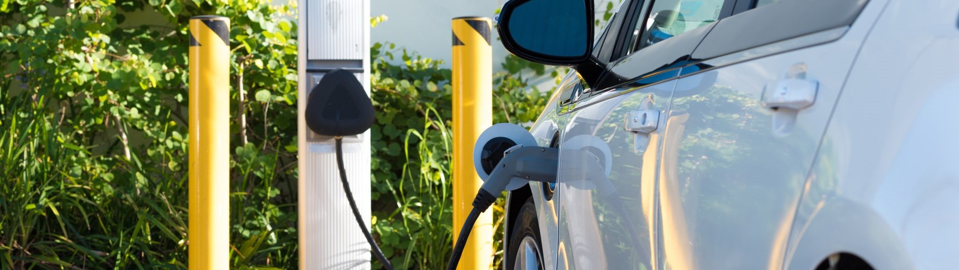 Electric car parked at a charging station