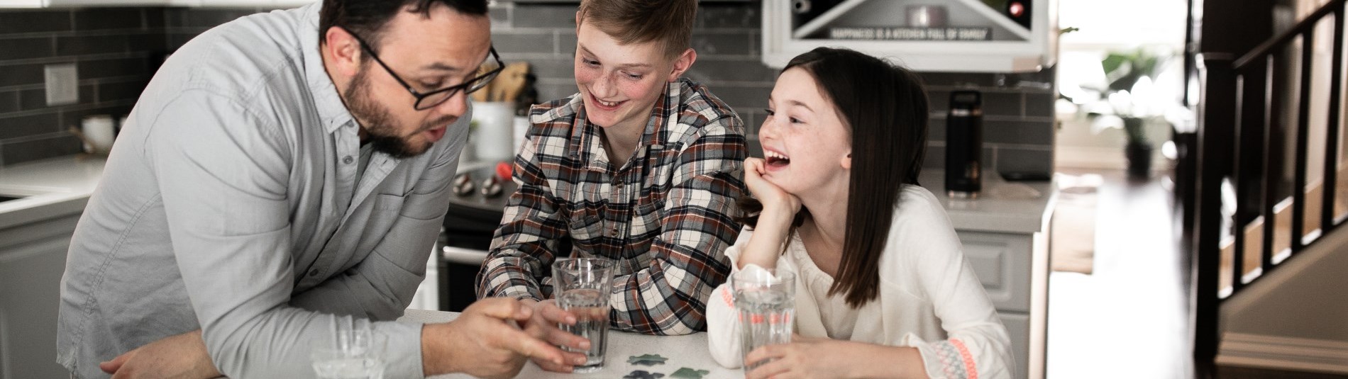 Family drinking water