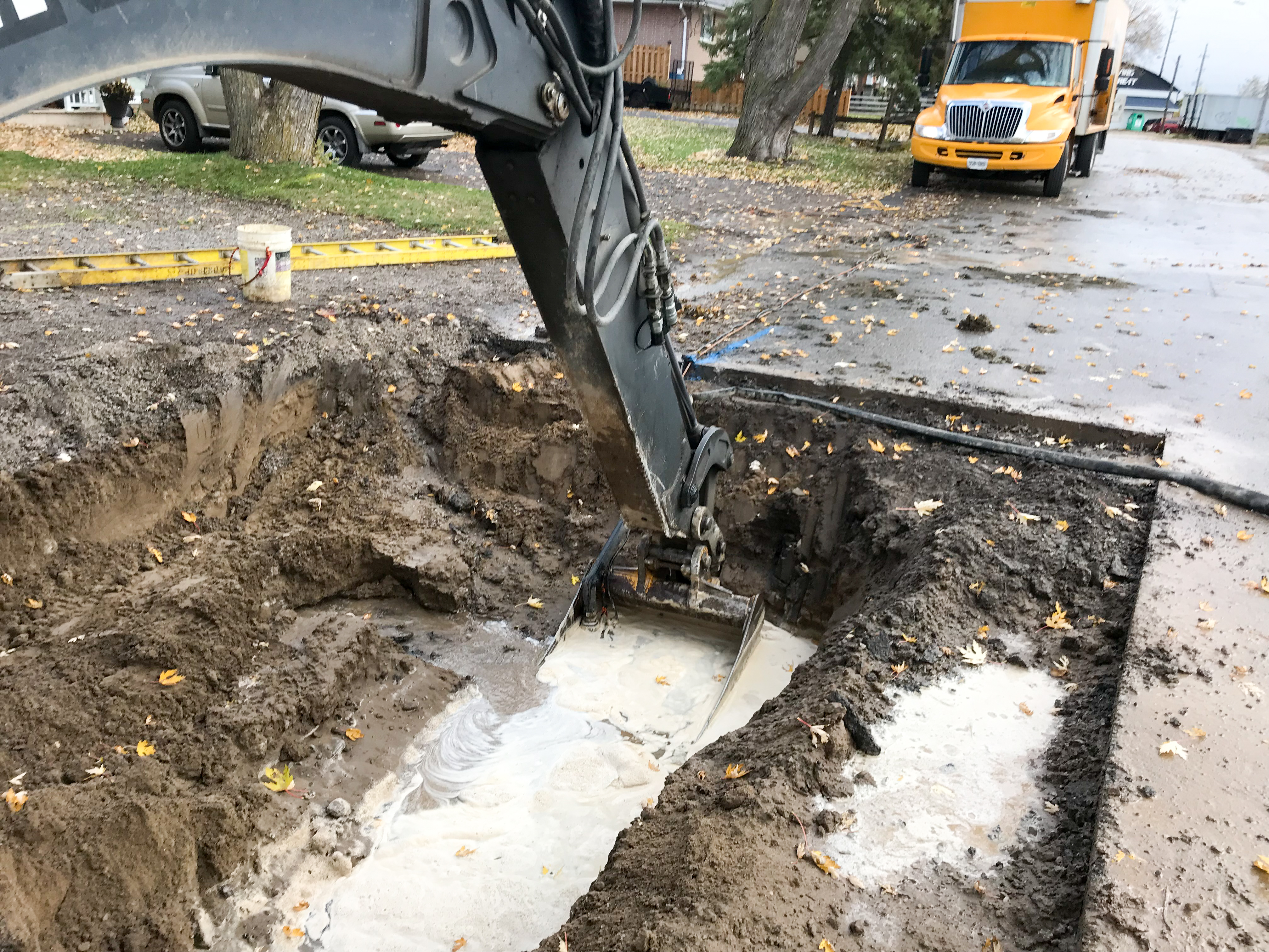 construction dig to expose pipes